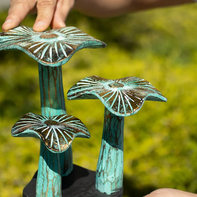 Small Golden Mushroom Art 20cm Greenwash — foto 2