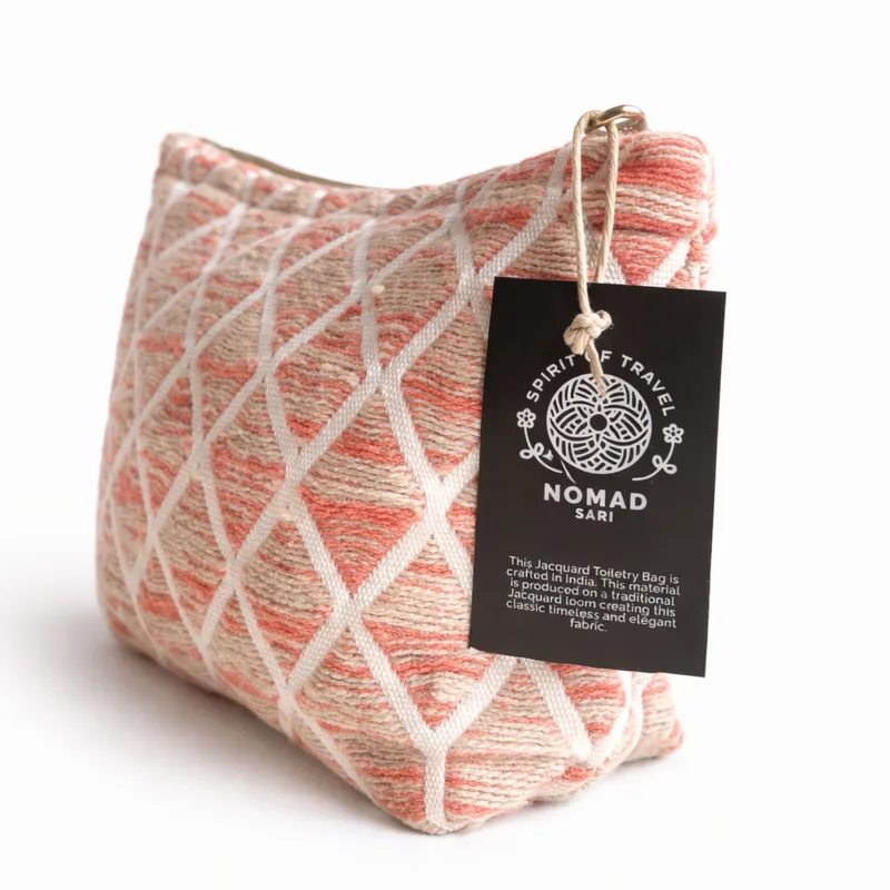 Nomad Sari Indian Jacquard Toiletry Bag Rosa Lattice — foto 1