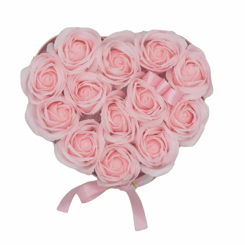 Sapone Fiore Gift Bouquet 13 Pink Roses Heart — foto 4