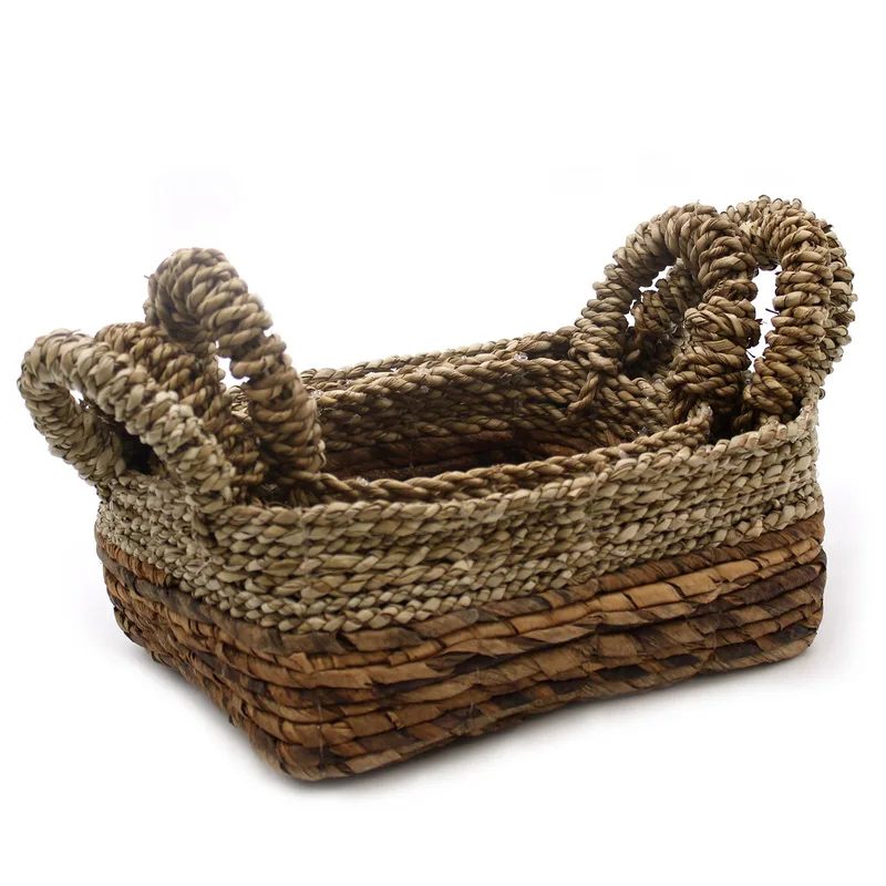 Banana Leaf & Seagrass Square Basket- Set of 3 — foto 6