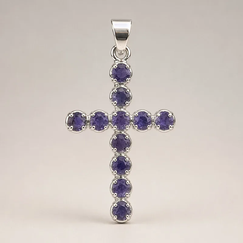 Indian Devotional Pendant Argento Plated Ionite Crucifix