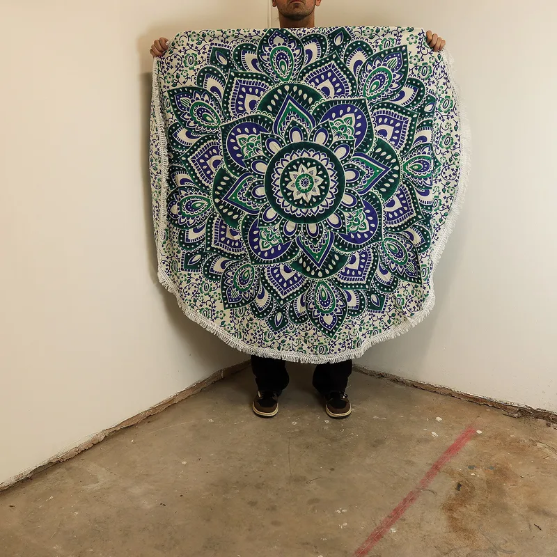 Small Mandala Roundie Cotton Art Teal & Blu — foto 1