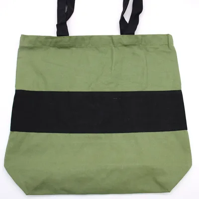 Two Tone Cotton Bag 38x42x12cm Verde & Nero 10oz — foto 3