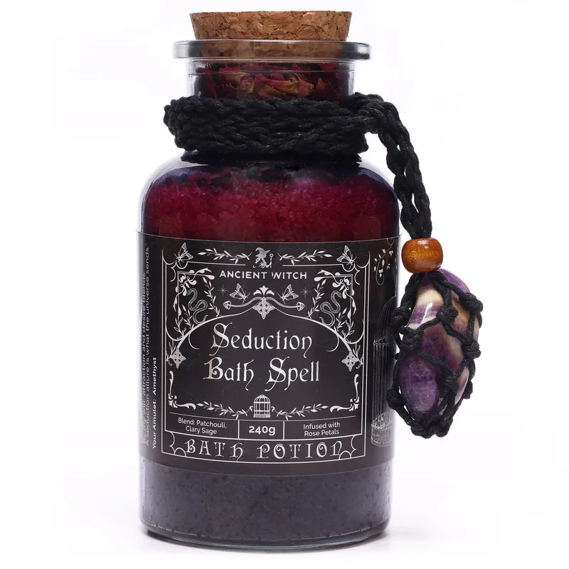 Ancient Witch Bagno Spell Potion & Amethyst Crystal Amulet Seduction — foto 1