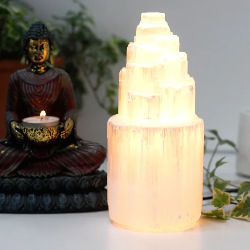 Naturale Selenite Tower Lamp 20 cm — foto 2