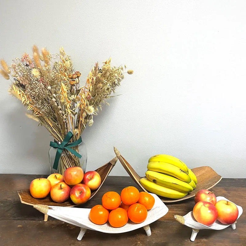 Coconut Leaf Fruit Bowl Set Whitewash — foto 1