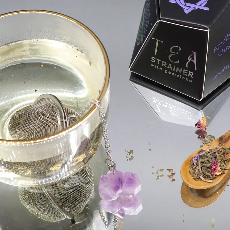 Raw Crystal Gemstone Tè Strainer - Amethyst Cluster — foto 3