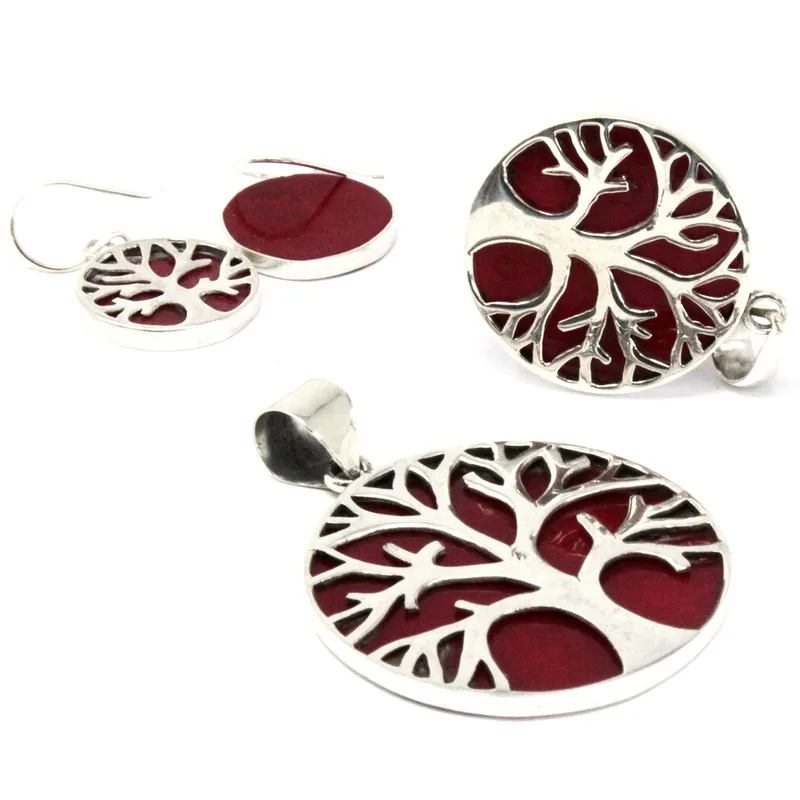 Albero of Life Argento Pendent 22mm Coral Effect — foto 4