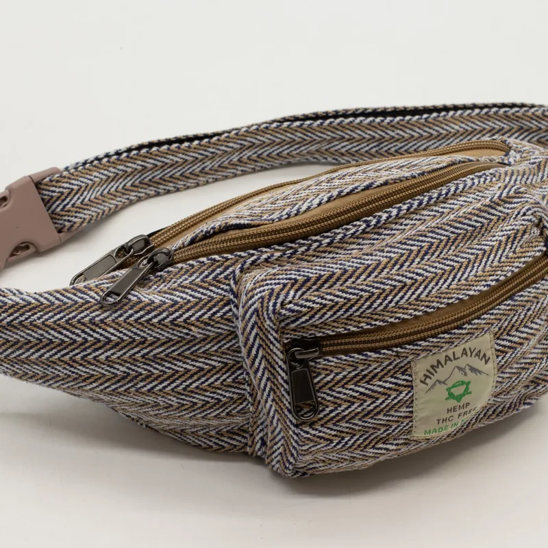 Cotton Hemp Style Belt Bag Blu