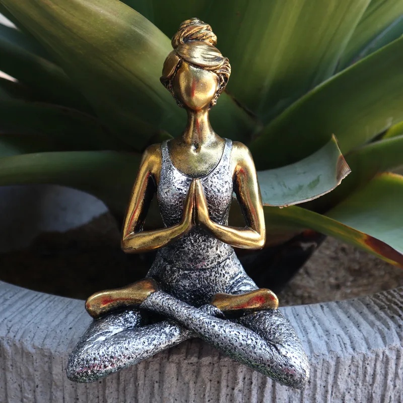 Yoga Lady Figure Bronze & Argento 24cm — foto 4
