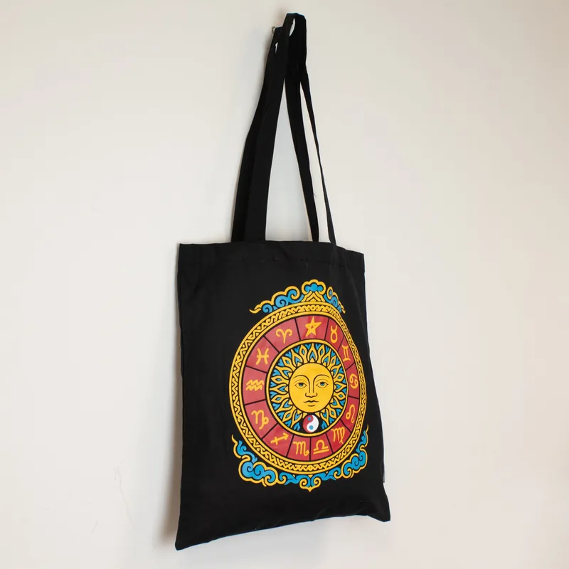 Iconic Classic Tote Bag - Zodiac Sun - Nero 6oz