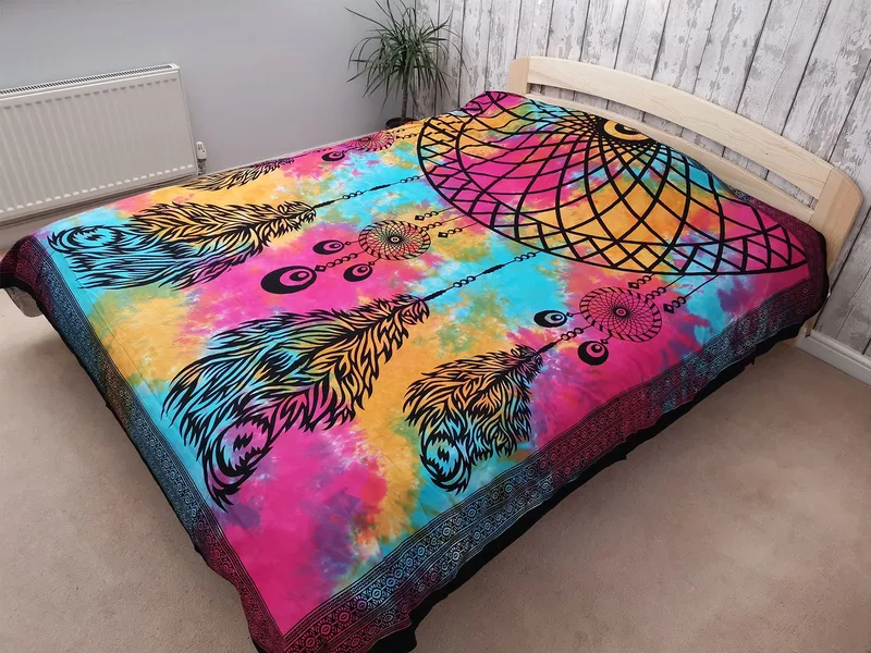 Double Cotton Bedspread + Wall Hanging Dreamchatcher 230cm x 200cm — foto 1