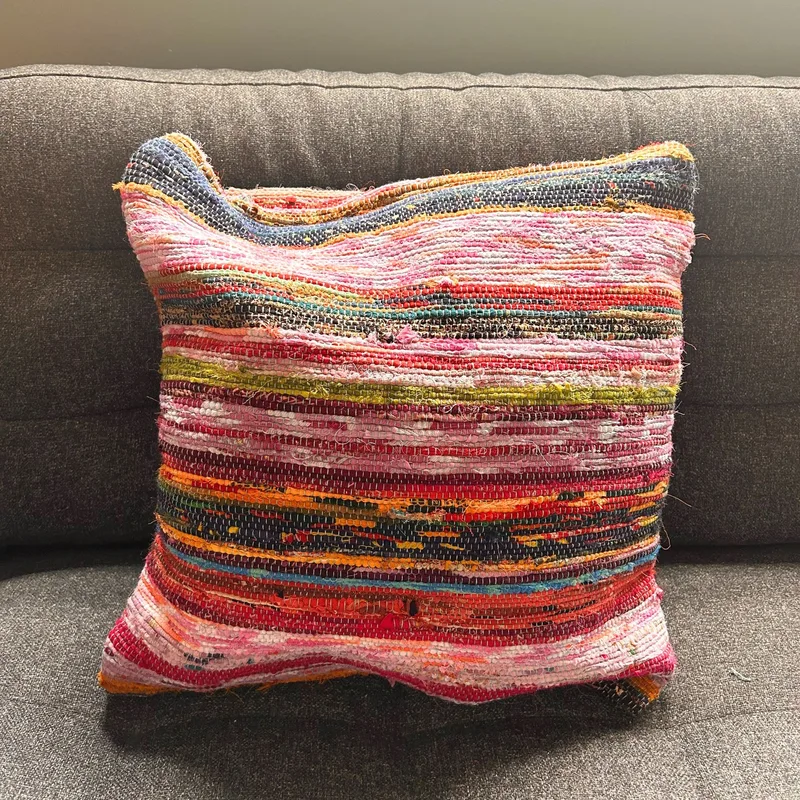 Rag Rug Cushion Covers 40x40cm Aqua Blues