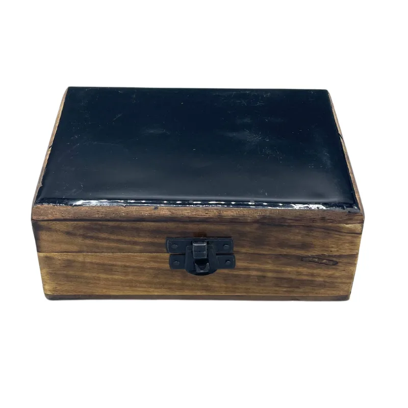 Medium Ceramic Glazed Legno Scatola - 15x10x6cm - Nero