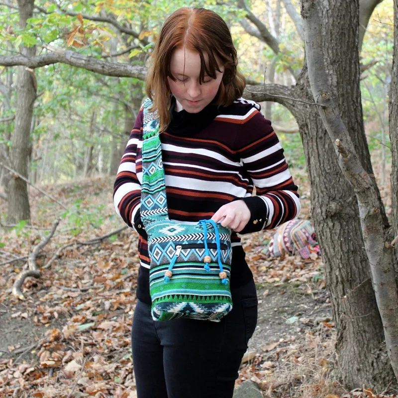 Jacquard Bag Teal Sling Bag
