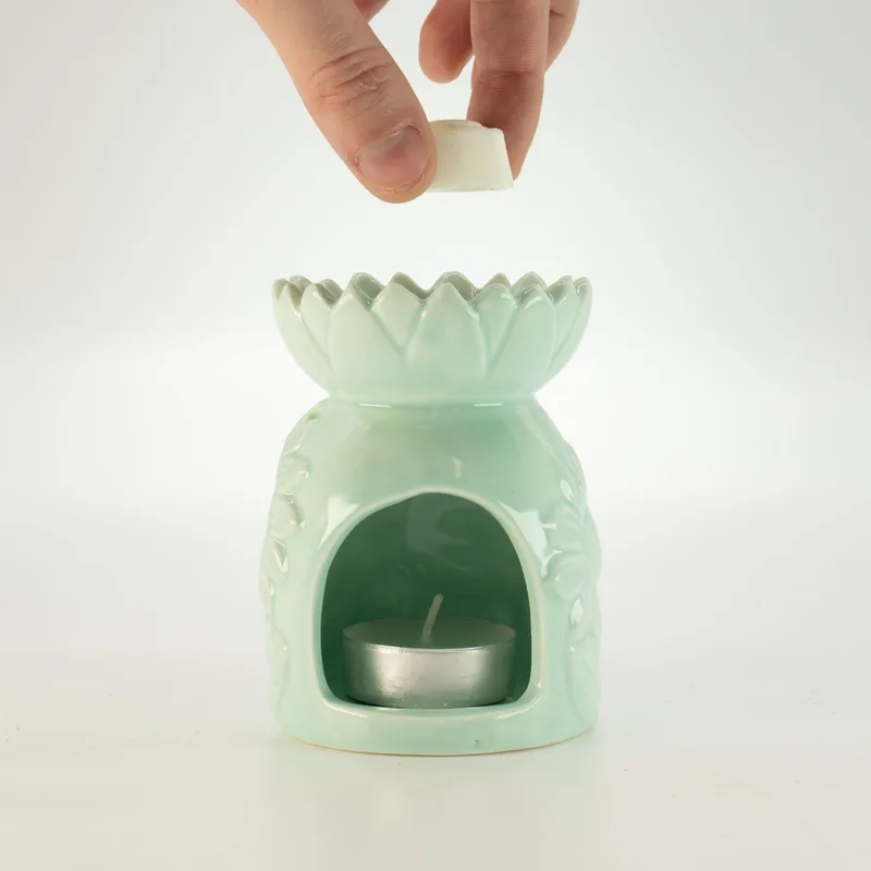 Ceramic Sunflower Olio Bruciatore - Pastel Verde — foto 3