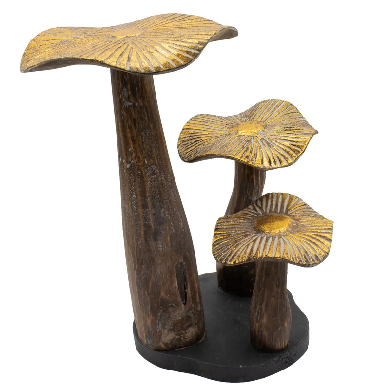 Large Golden Mushroom Art 32cm Naturale