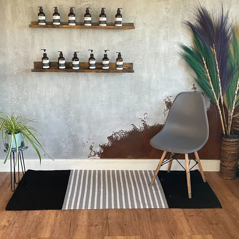 Tappeto in Cotone Indiano 70x170cm Nero/Grigio