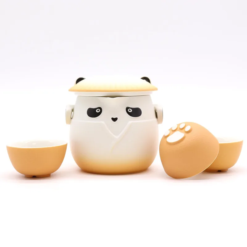 Panda Teapot Set & Three Cups Arancia