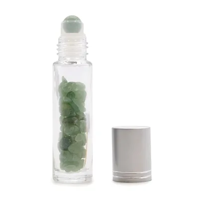 Gemstone Essenziale Olio Roller Bottle - Aventurine - Argento Cap + Gemstone Roller Tip for 5ml Bottle - Aventurine