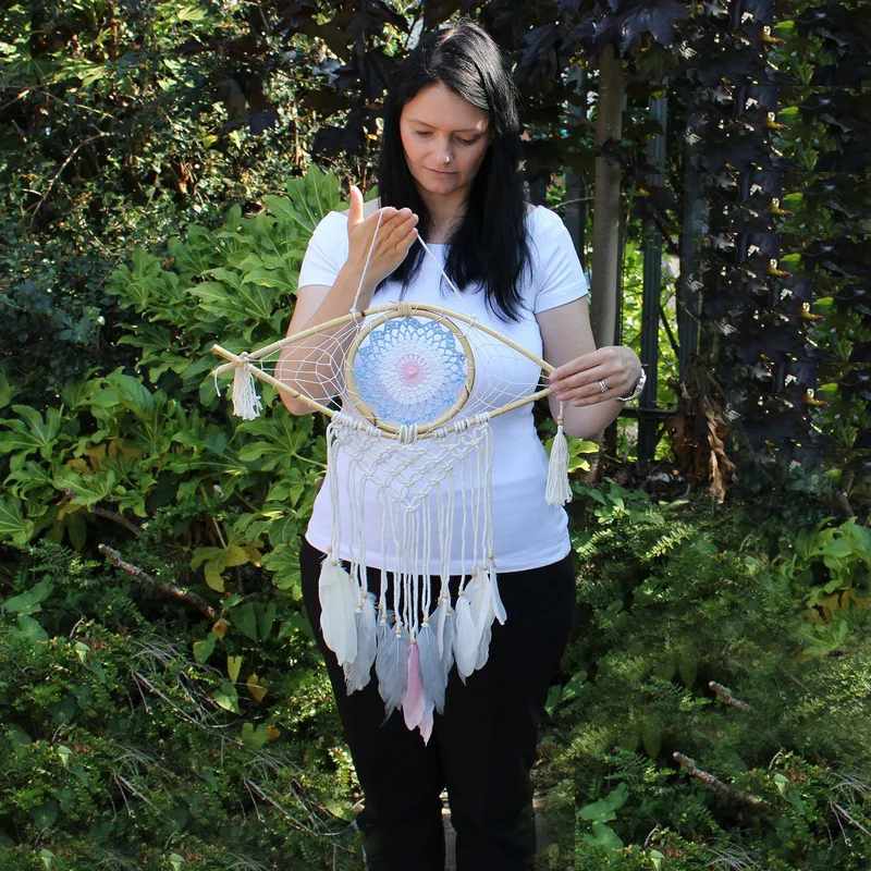 Protection Dream Cather Med Macrame Eye Blue/ Whie/Pink — foto 2