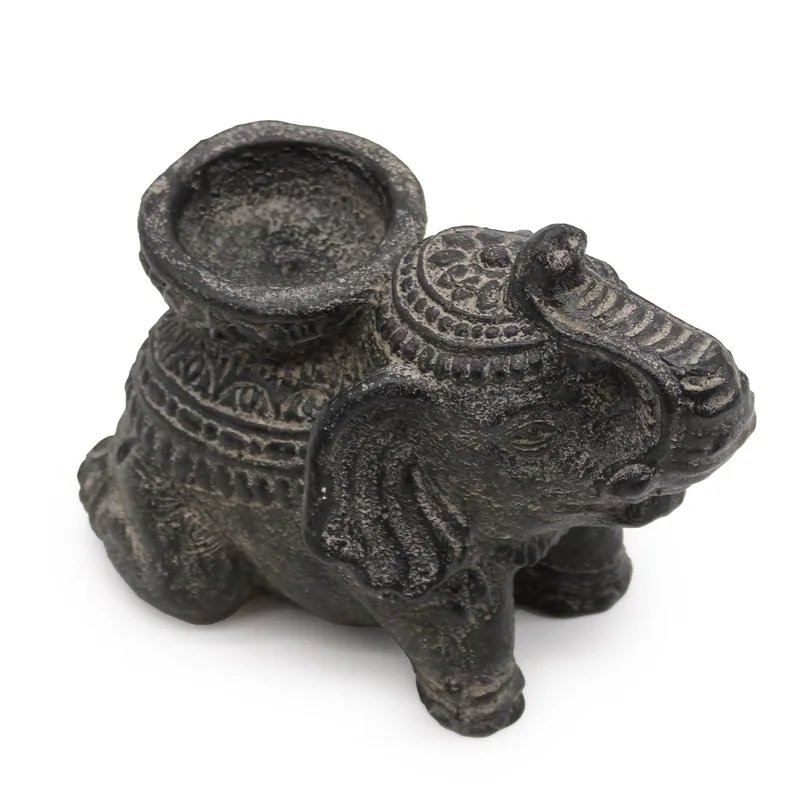 Elephant Incenso & Candela Porta Nero antique)