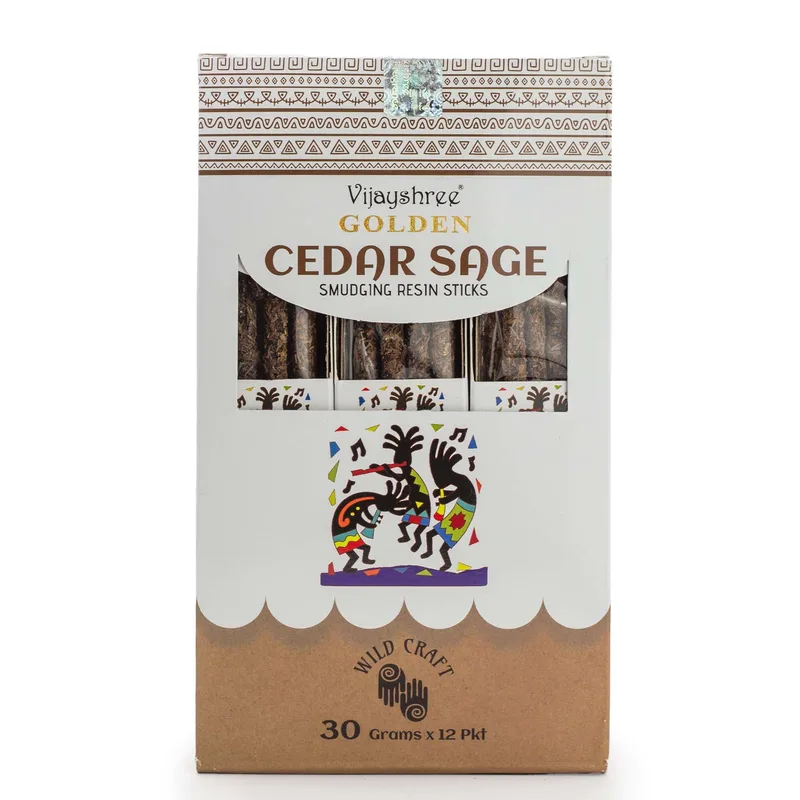 30g Golden Cedar Sage Smudging Resin Sticks (6s) — foto 1