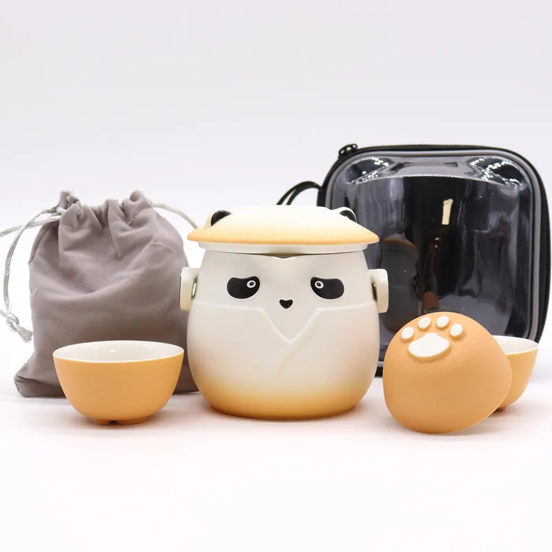 Panda Teapot Set & Three Cups Arancia — foto 1