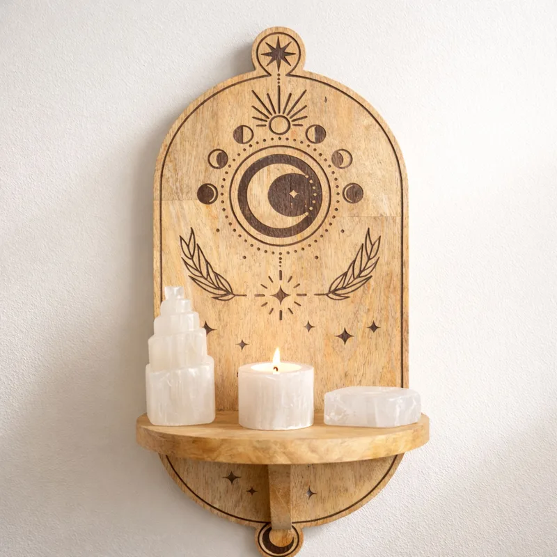 Moon Phase & Albero Carved Arch Wall Shelf — foto 2