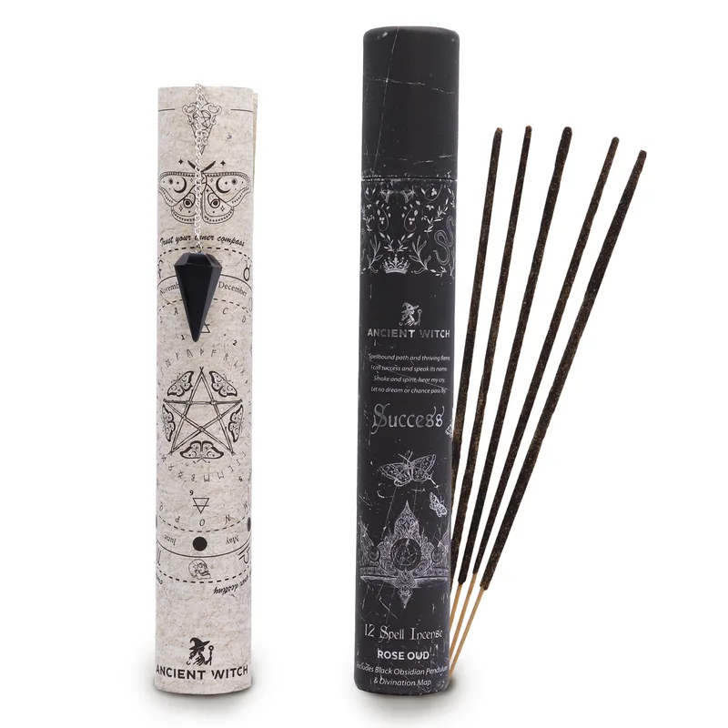 Ancient Witch Spell Incenso - Success - Nero Obsidian Pendulum