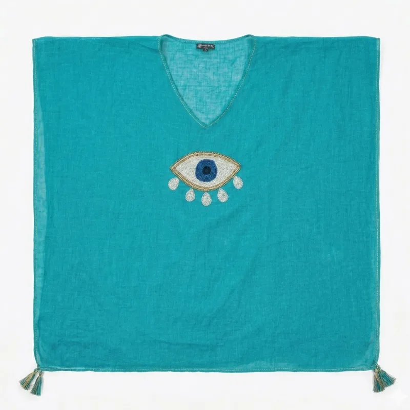 Nomad Sari On the Med Collection - Kaftan - Turquoise with Oro & Bianco Large Evil Eye — foto 1