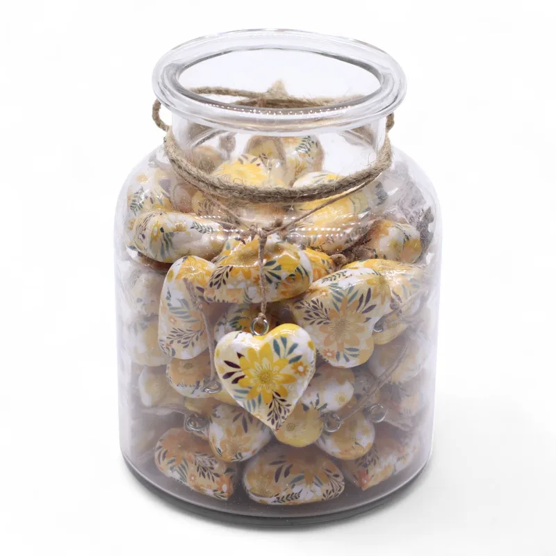 Large Decor Legno Hearts - Yellow Floral — foto 1