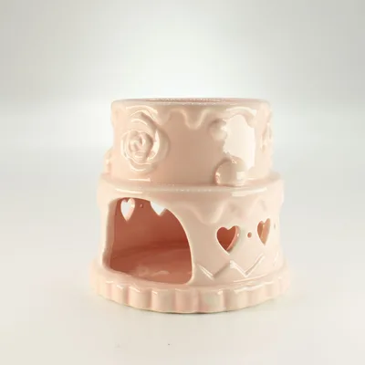 Ceramic Cake Olio Bruciatore - Hearts - Pink — foto 3
