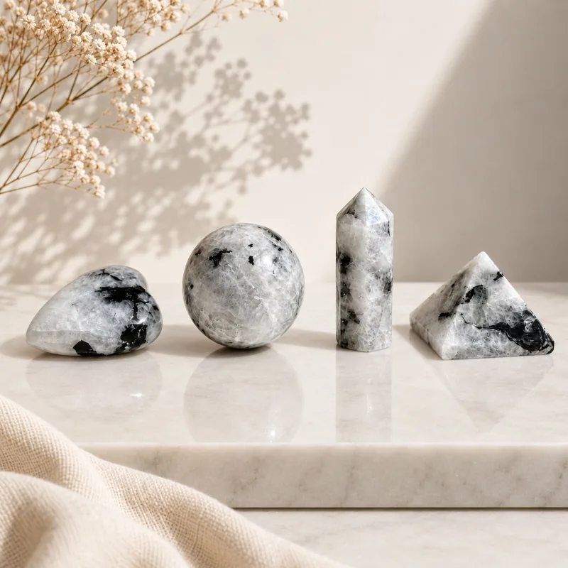 Four Gemstone Shapes - Rainbow Moonstone — foto 3
