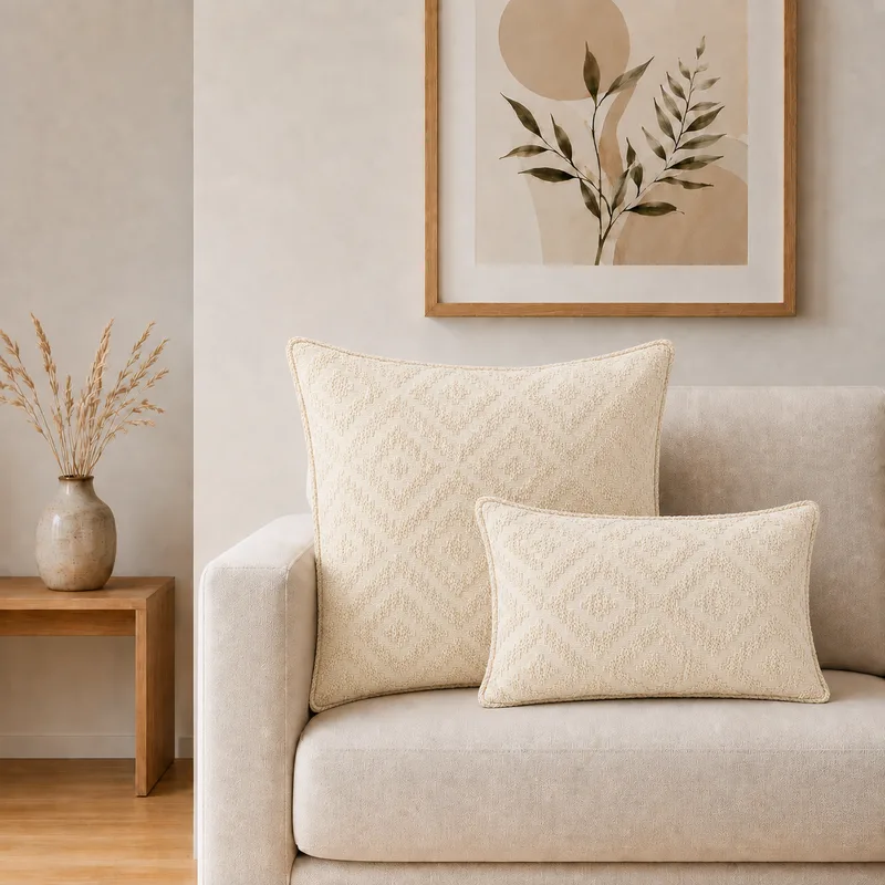 Classic Cushion Cover - Neutral Geo Creme - 30x50cm - Lumber Style — foto 1