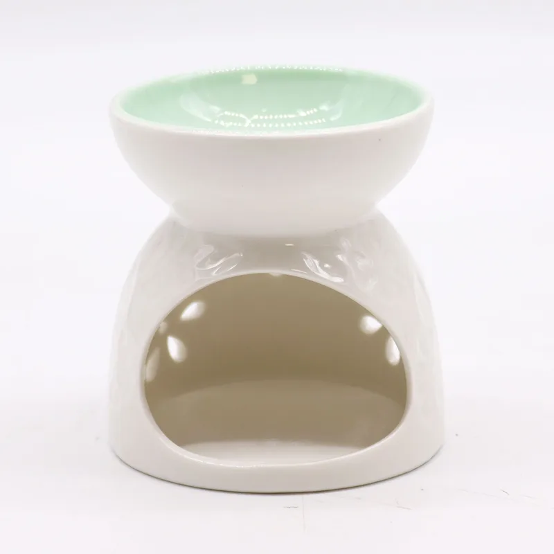 Olio da Burner Classico Bianco con Fiori e Tonalità Verde Acqua