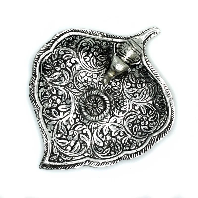 Polished Aluminium Elephant Leaf Incenso Porta 11cm