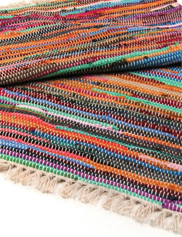 155 x 90cm Luxury Rag Rug Naturale