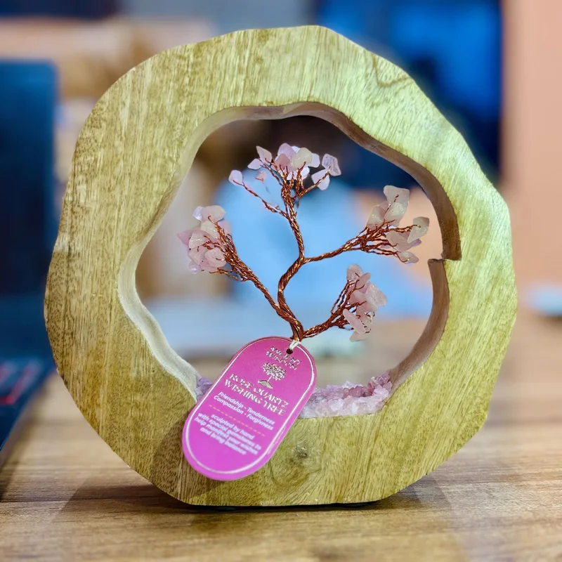 Gemstone Albero Garden Mango Legno Ring Rosa Quartz 60 chipstones