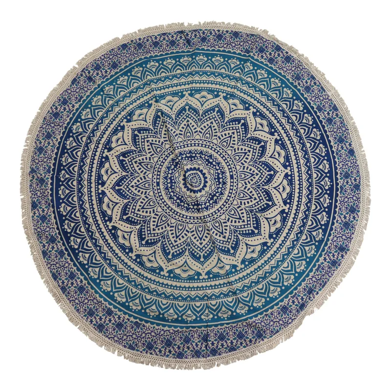 Small Mandala Roundie Cotton Art Classic Blu