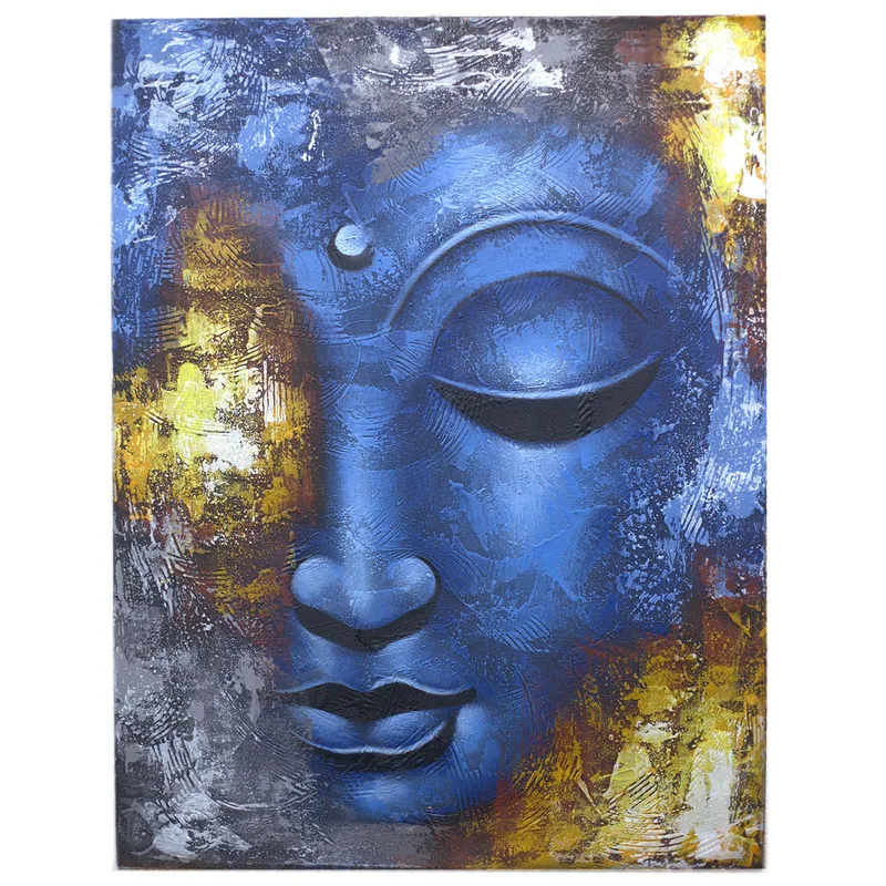 Buddah Painting Blu Face Abstract