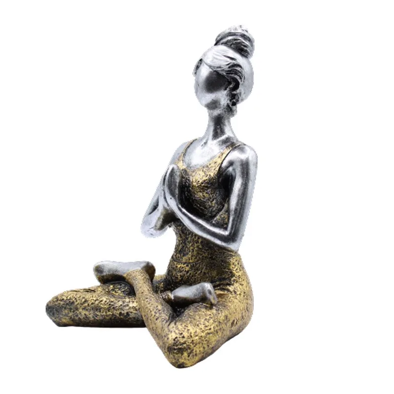 Yoga Lady Figure Argento & Oro 24cm — foto 1