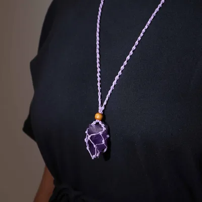 Crystal Gemstone Necklace Cord 45cm/18inch - Purple — foto 1