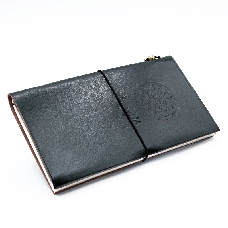 Fatto a mano Leather Journal Fiore of Life Verde