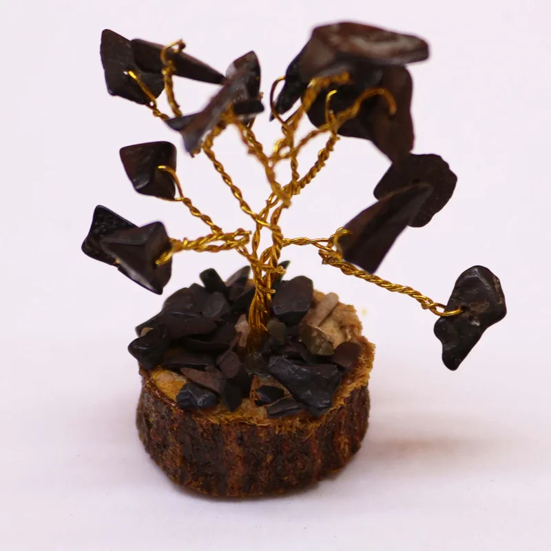 Mini Gemstone Trees On Legno Base - Nero Agate (15 stones) — foto 1