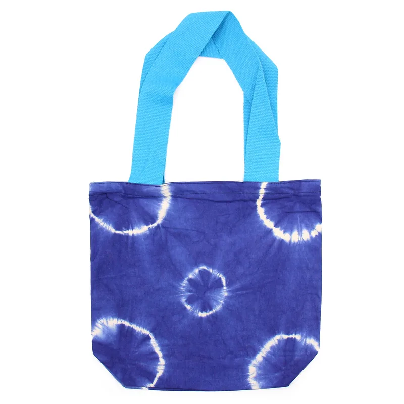Naturale Tye-Dye Cotton Bag 38x42x12cm Blu Rings Blu Handle