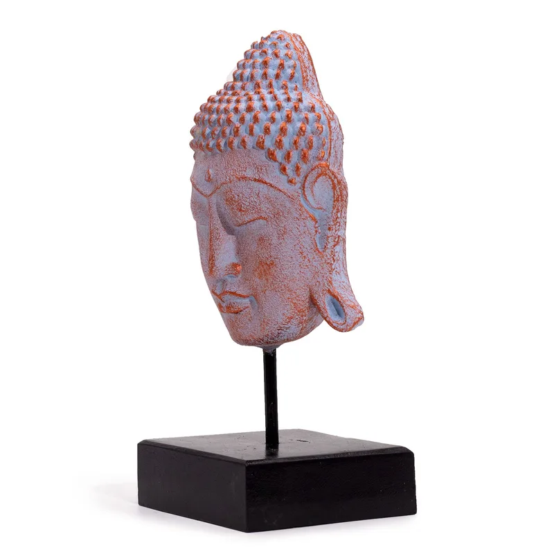 Large Serenity Buddha Head on Stand Blu Copper — foto 1