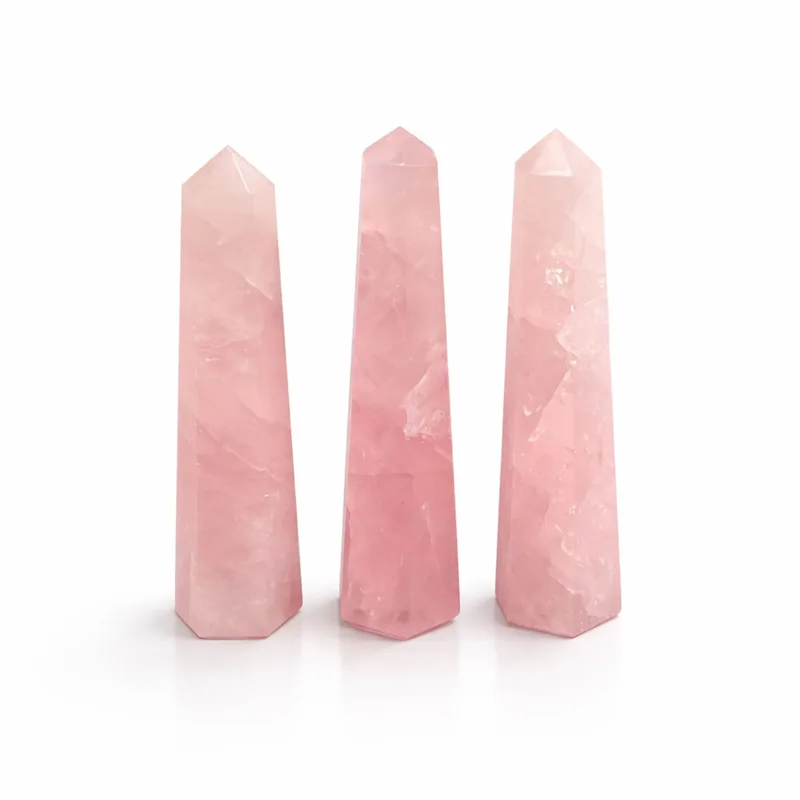 Gemstone Six Face Obelisk Point approx 11cm Rosa Quartz — foto 2
