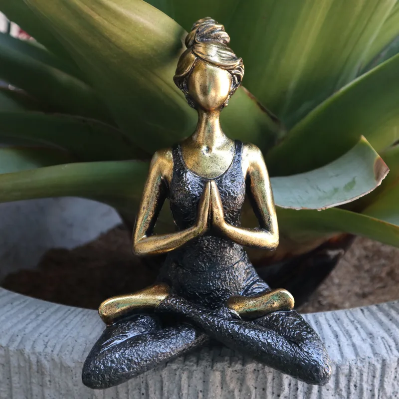 Yoga Lady Figure Bronze & Nero 24cm — foto 2