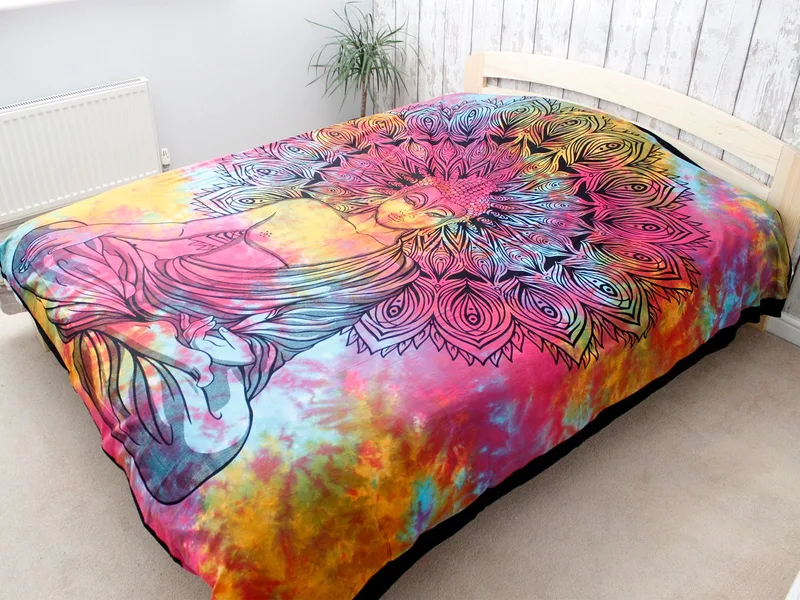 Double Cotton Bedspread + Wall Hanging Peaceful Buddha 230cm x 200cm — foto 2